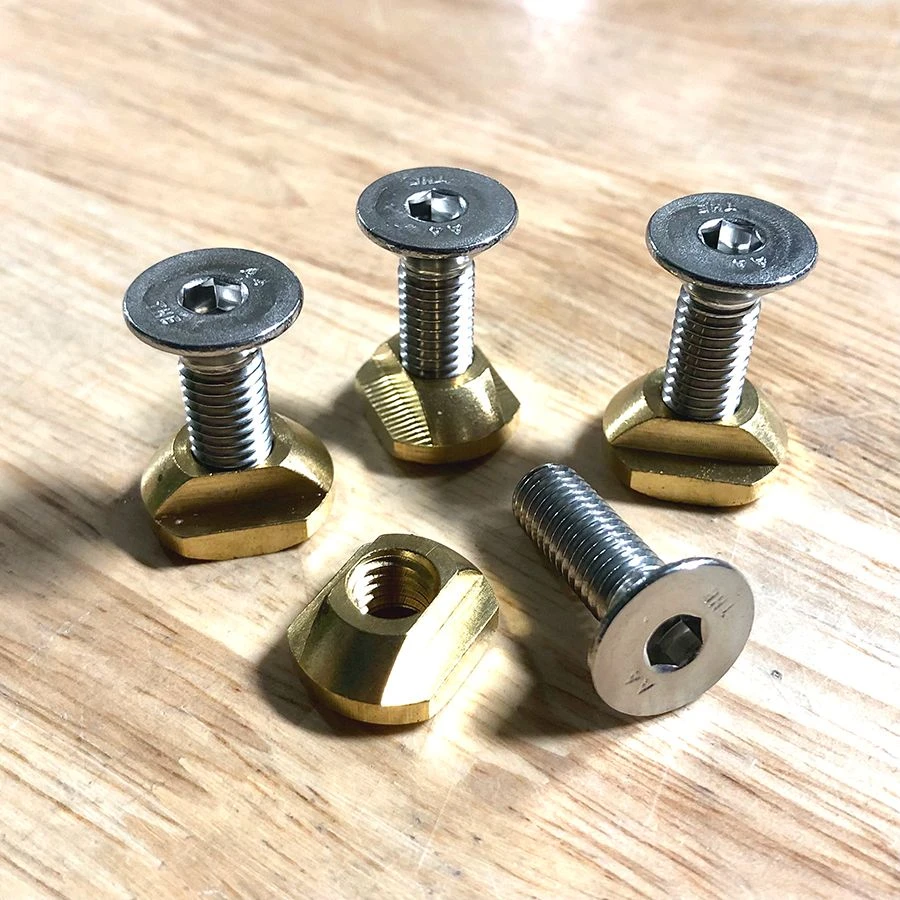 M8 Hydrofoil Brass Track Nuts(4) And Stainless Steel M8 X 25mm Mounting Screws(4) Discounts Apply ! 3 M8 Hydrofoil Brass Track Nuts(4) And Stainless Steel M8 X 25mm Mounting Screws(4) Discounts Apply !