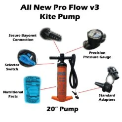 PKS Pro Flow V3 Large Kite & Wing Pump With PSI Meter 20" Discounts Apply ! -Windglide Surfing Shop pks 2020 pro flow v3 pump 4